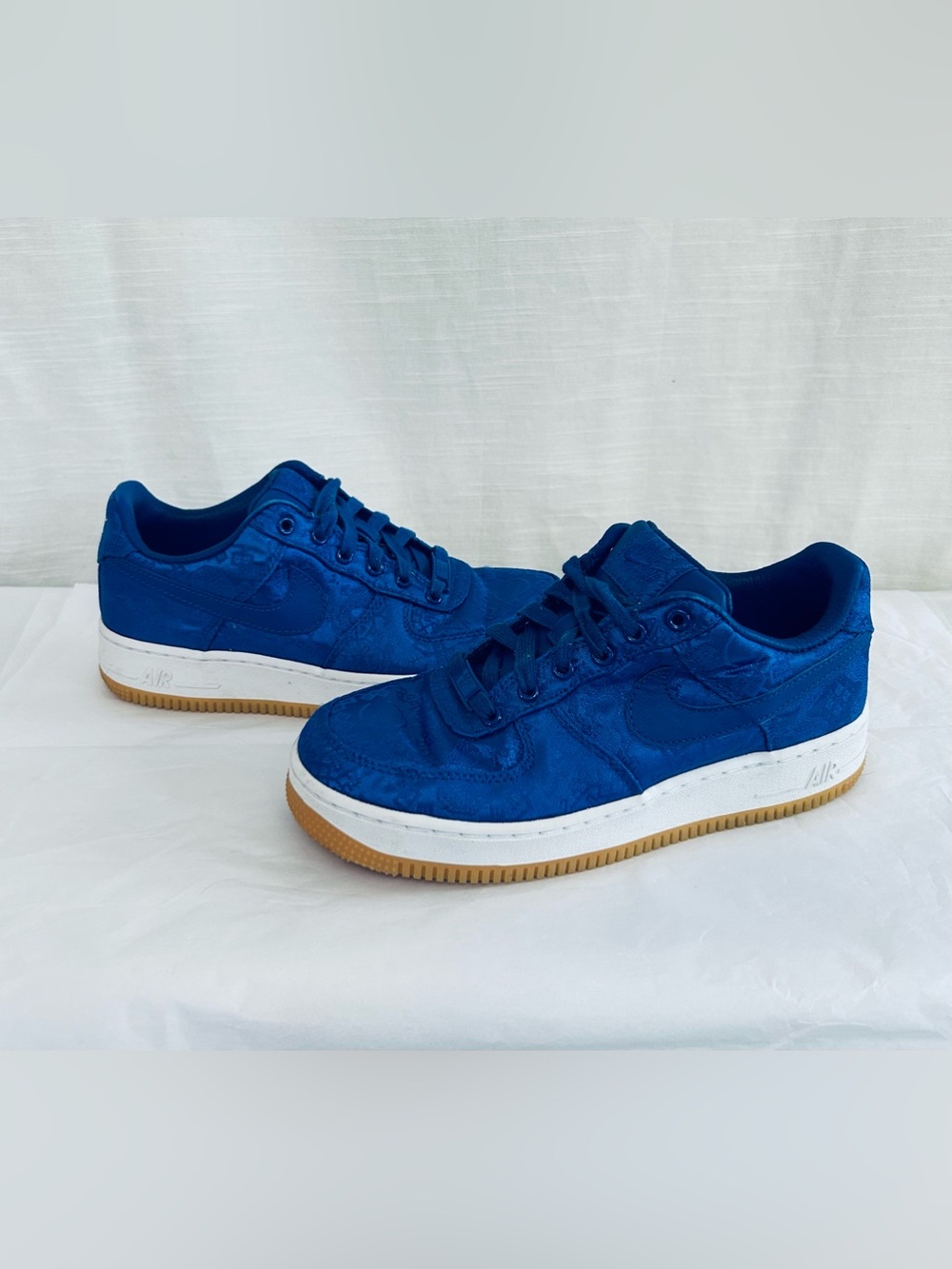 Nike Air Force 1 Low Blue Clot Silk Low-Top Sneakers with Gum Outsole - Picture 3 of 12